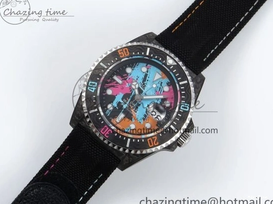 MiroTime 0311 QuickDry Sea Dweller 43mm Carbon DIWF Best Edition Graffiti Dial on Black Nylon Strap A 1669